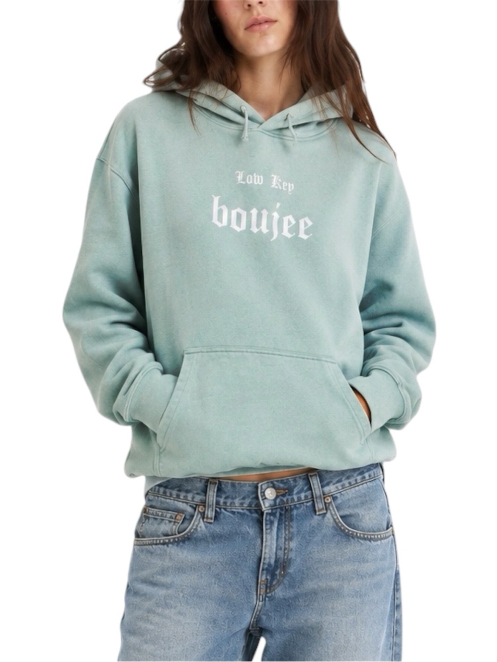 One Size LA Trading Co Light Blue Low Key Boujee Graphic Hoodie